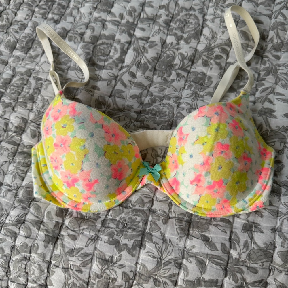 Victoria's Secret Floral Bra with Pink and Yellow